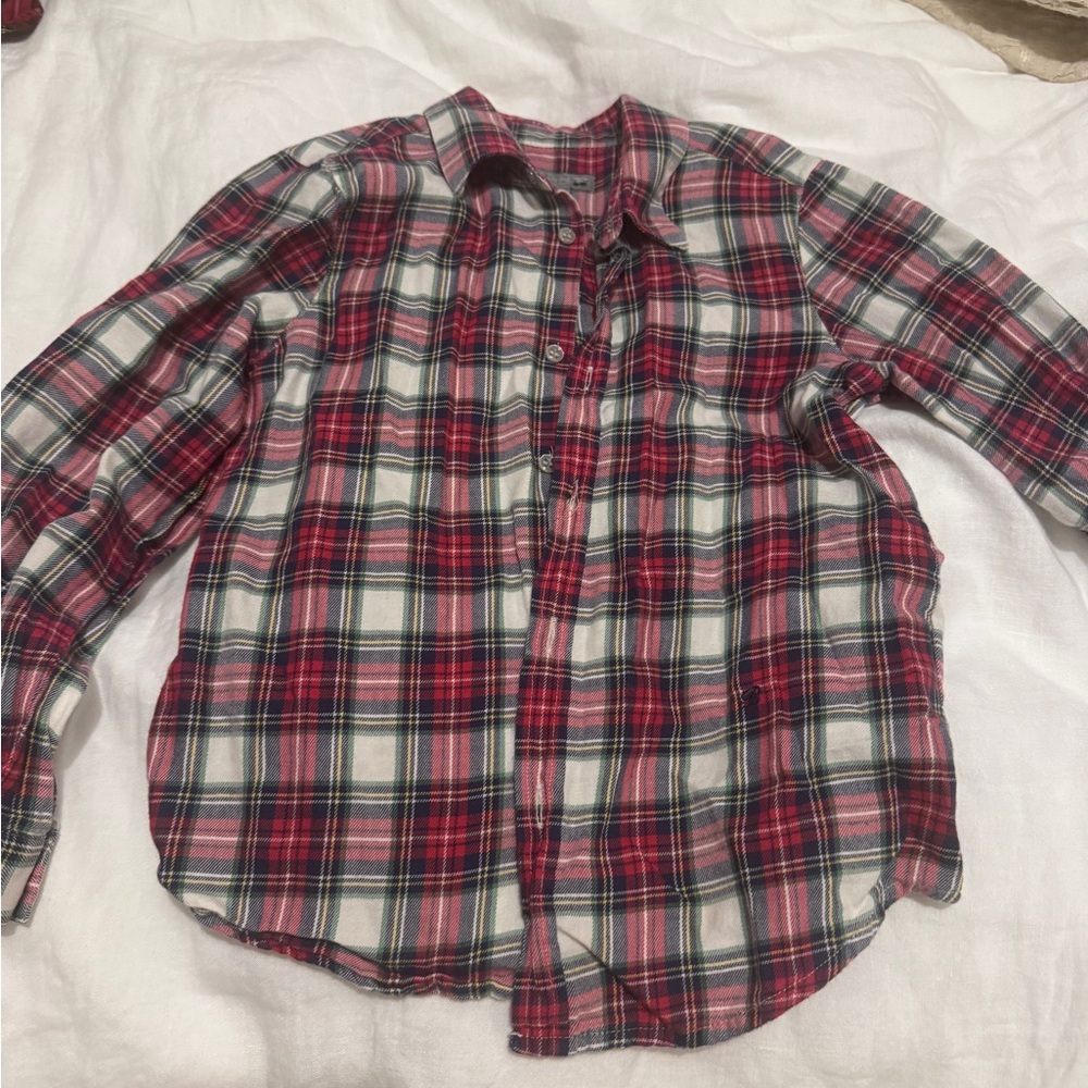 Bonpoint boys Christmas tartan plaid dress shirt